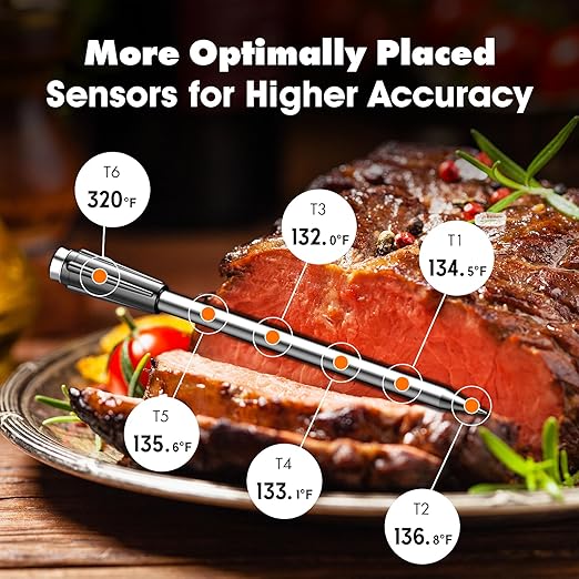 Wireless Meat Thermometer with 2 Ultra-Thin Probes, 700FT Long Range, 1000°F Heat Resistant, ±0.5°F Accuracy, App Controlled for iOS/Android - Ideal for BBQ, Grill, Oven, Smoker, 2025 New