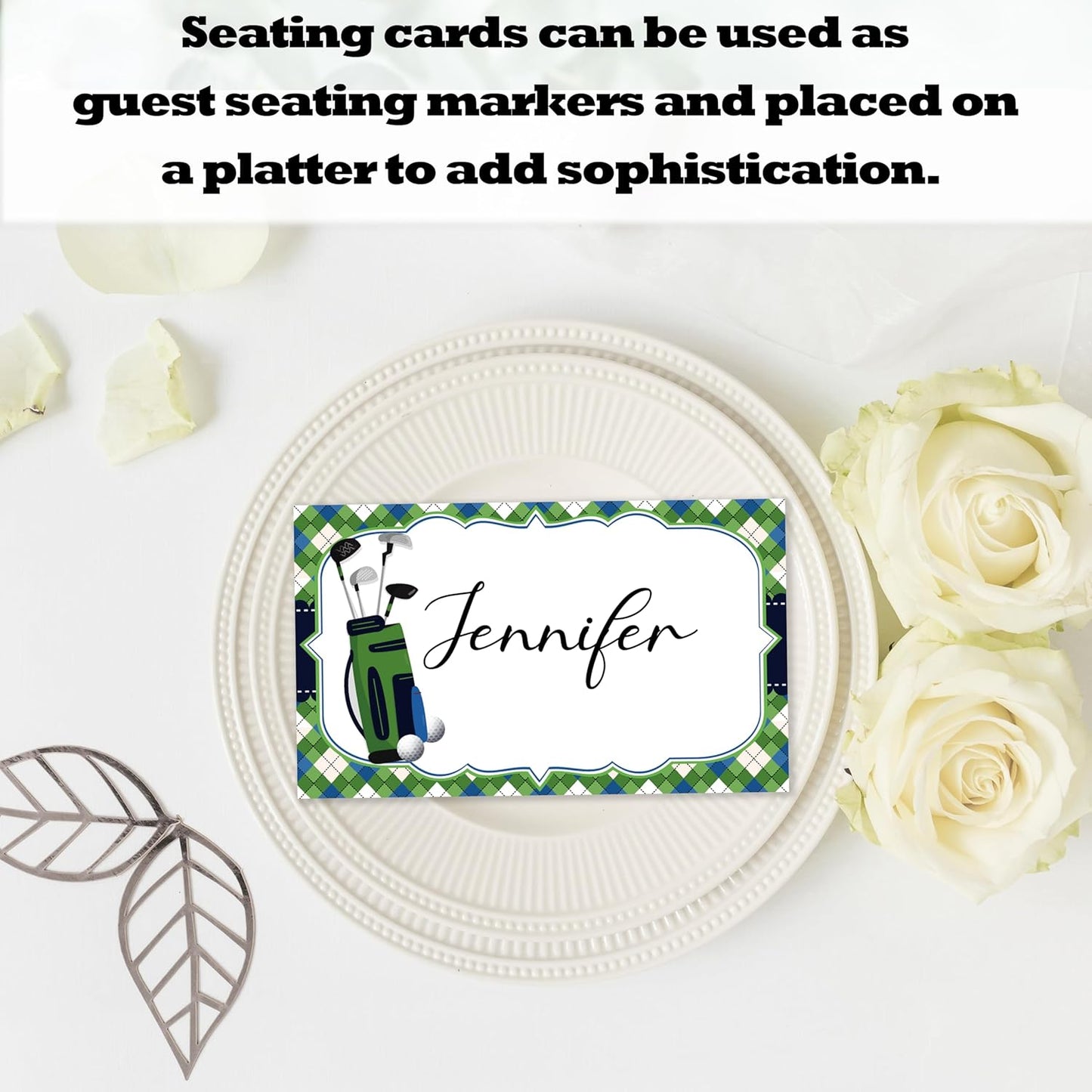 Golf Place Card For Boys, Golfing Par Tee Name Cards For Table Setting, Golf Sports Party Favors Supplies, Golf Set Tent Cards Decorations For Baby Shower Birthday Events, Easy Folding, 25 Pack -05