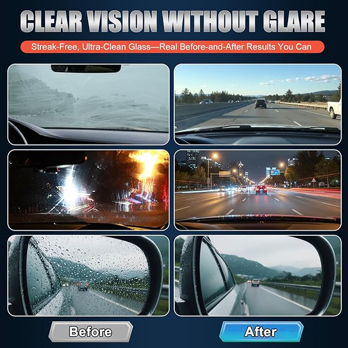 2 Pack Car Glass Cleaner Oil Film Clean Brush, 120ml Glass Oil Film Remover, 2026 New Windshield Cleaner Tool for Automotive Windshield/Window/Mirror, Improve Visibility (Clear Solution+Brush Board)