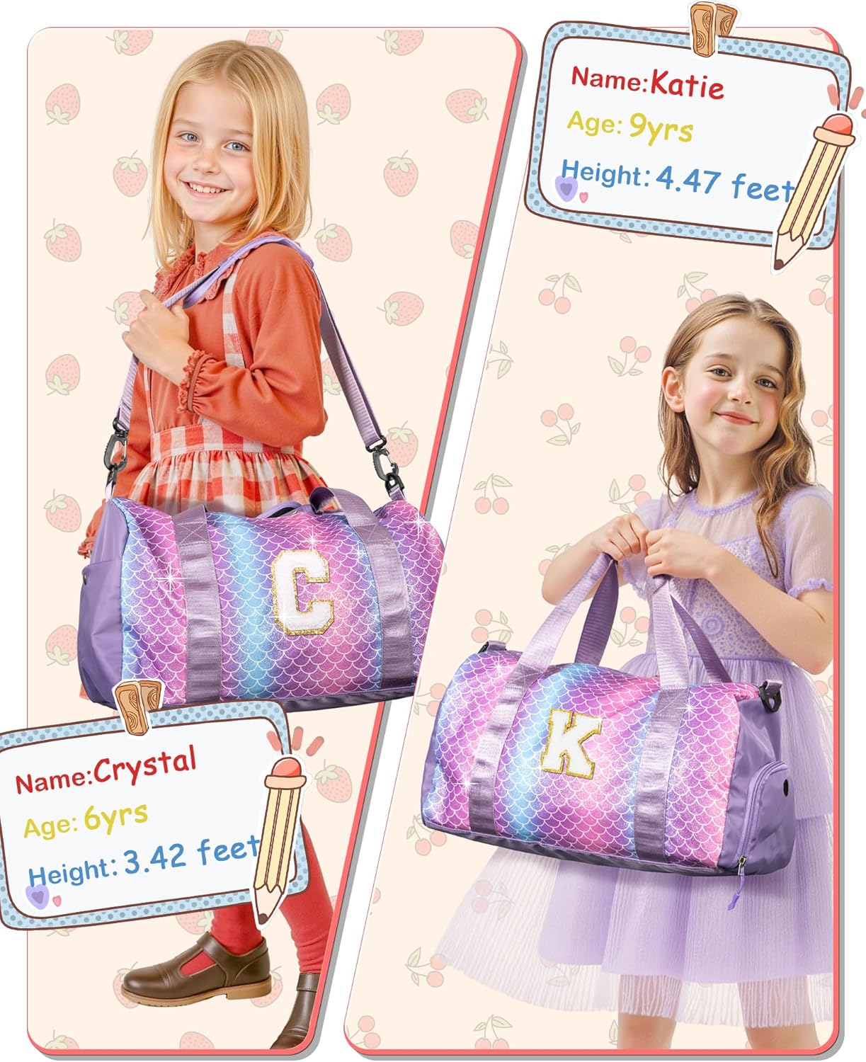 Gifts for Daughter-Girl Gym Bag with Shoe Compartment, Kid Personalized Weekender Overnight Bags, Initial Travel Tote with Makeup Pouch, Gift for Granddaughter Sister Niece (Letter H)