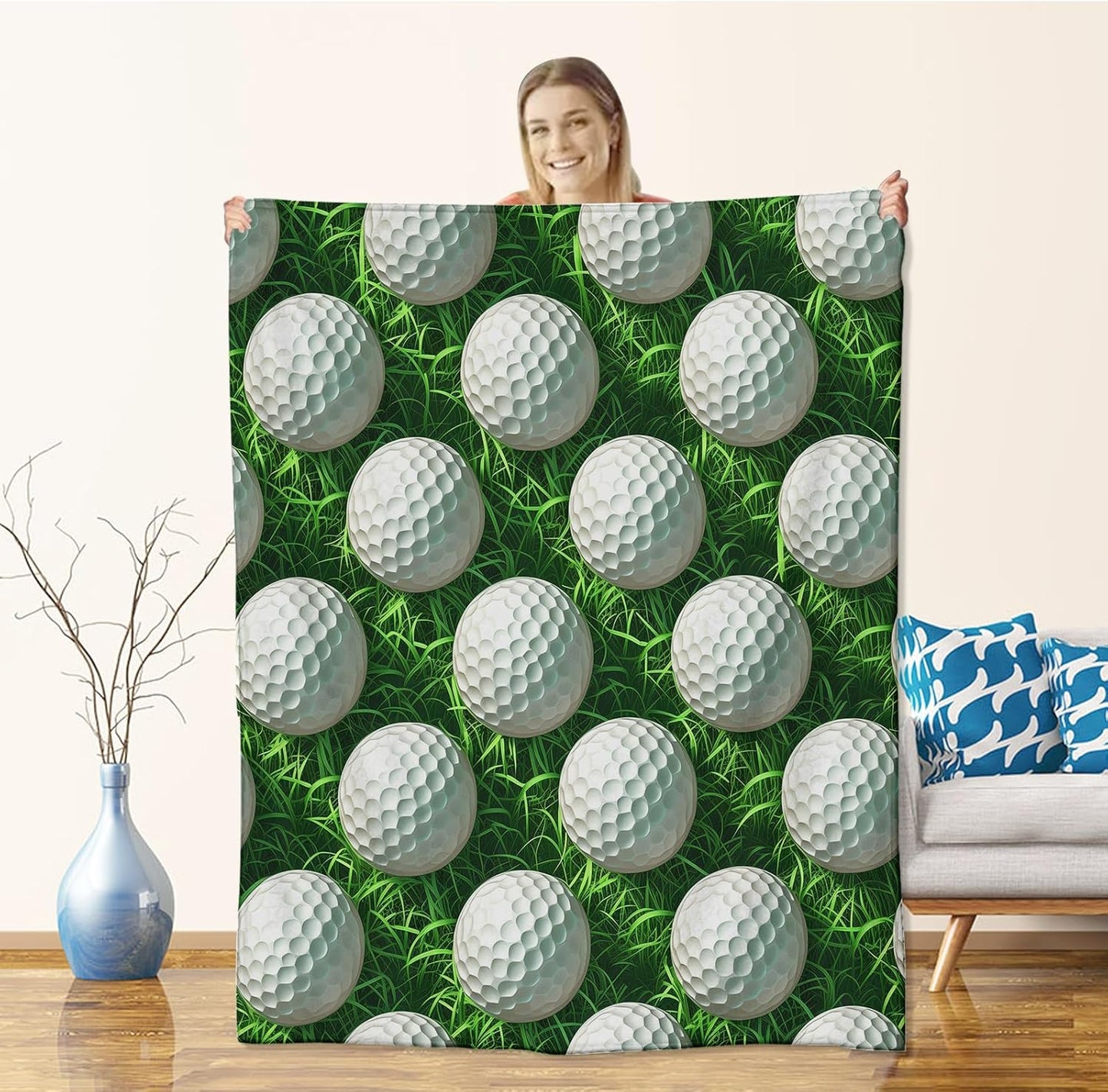 Golf Blanket for Women Men, Flannel Golf Blankets Gifts, Golf Course Throw Blanket for Sofa Couch Bed Living Room Soft Warm Cozy Golf Decor 50" x 40"