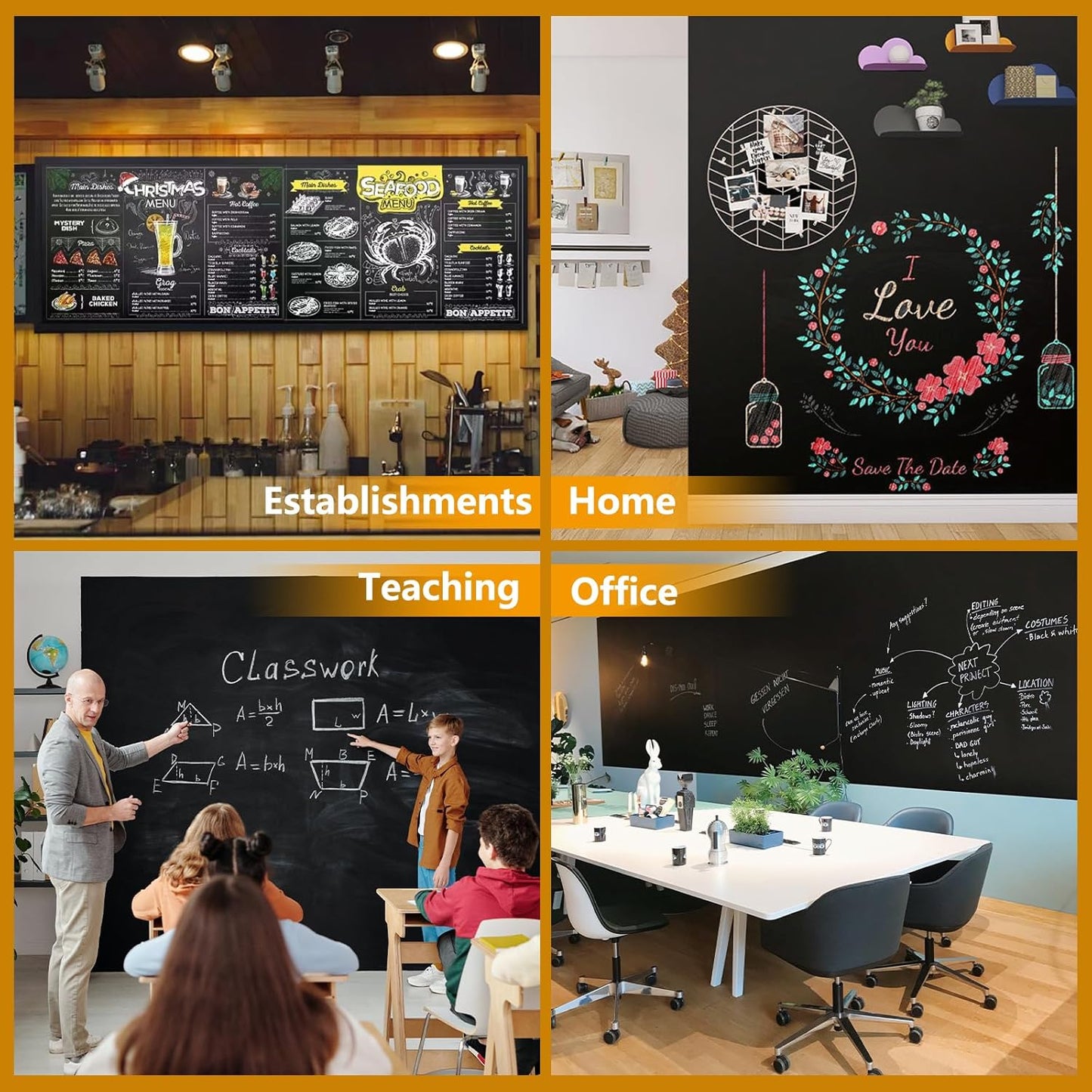 Magnetic Chalkboard Contact Paper with Adhesive, 47" x 23" Magnetic Blackboard Film for Walls, Peel and Stick – Ideal for Office, Classroom, Home. Includes Dustless Chalk, Wiping Cloth, and Magnet