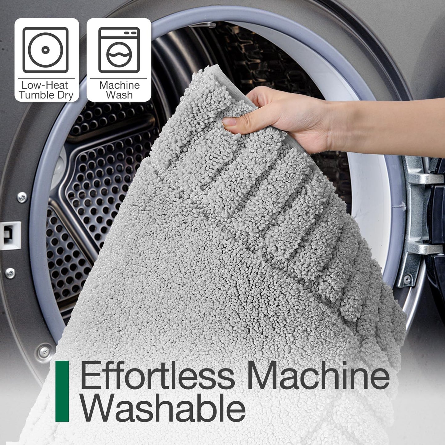 LUMI Bathroom Rugs Non Slip with Rubber Backing, Extra Soft Plush Microfiber Bath Rug Absorbent, Machine Washable Bath Mat Quick Dry for Tub, Shower, Hotel, Light Grey, 24"x36"