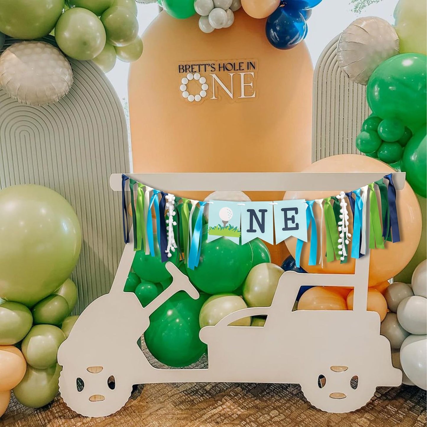 Golf High Chair Banner for 1st Birthday - First Birthday Decoration for Baby's,Golf Theme 1st Birthday Banner,The First Gift for The Birthday Party,Photo Props For Birthday Party ,Green Blue First