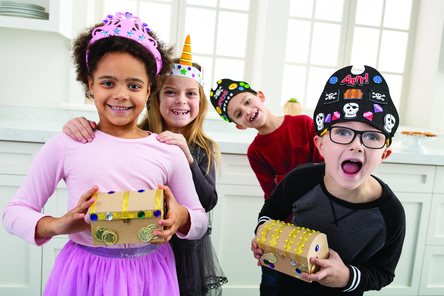 Fun Express Foam Pirate Hat Craft Kit for Kids - 12 Pack Pirate Accessories for Pirate Party Favors, Birthday Decorations & Costume Dress Up | DIY Pirate Hats Bulk Set for Themed Events & Classroom