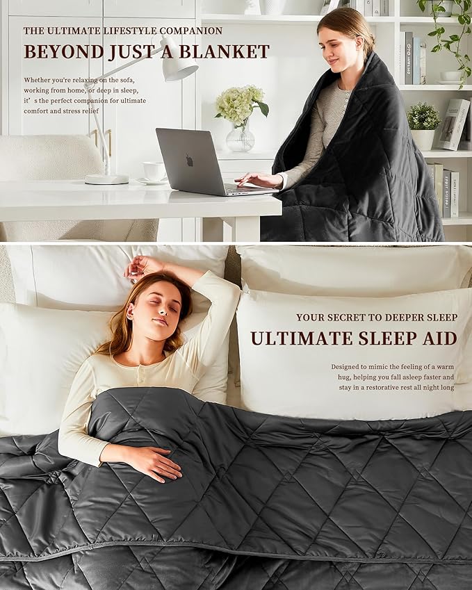 L'AGRATY Queen/King Size Weighted Blanket for Adults 30lbs, 80"x87" — Cooling Breathable Heavy Blanket with Glass Beads for Sleeping Perfect Hot Sleepers & Couples Machine Washable All-Season Grey