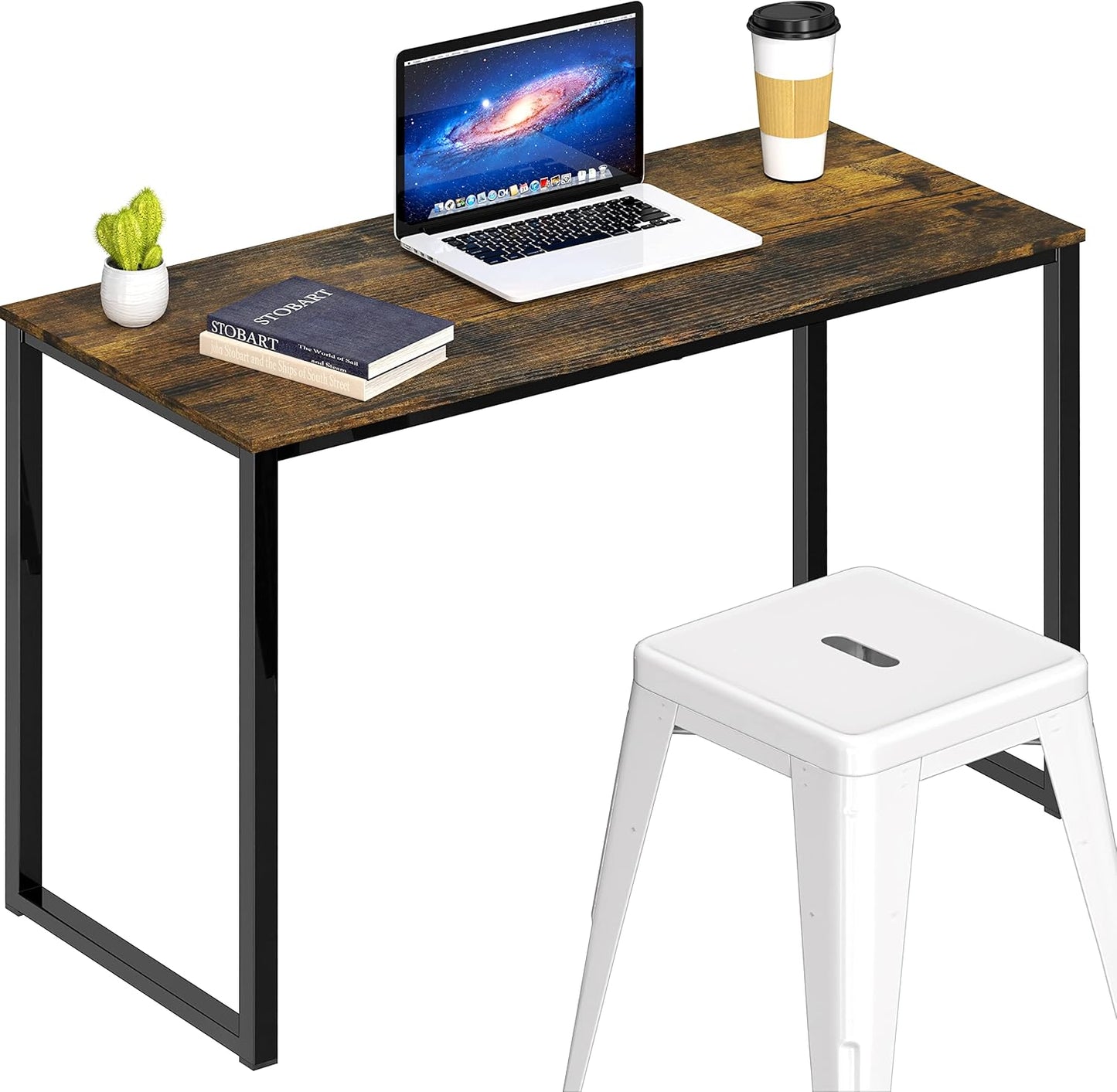 SHW Mission 32-Inch Home Office Computer Desk, Rustic Brown
