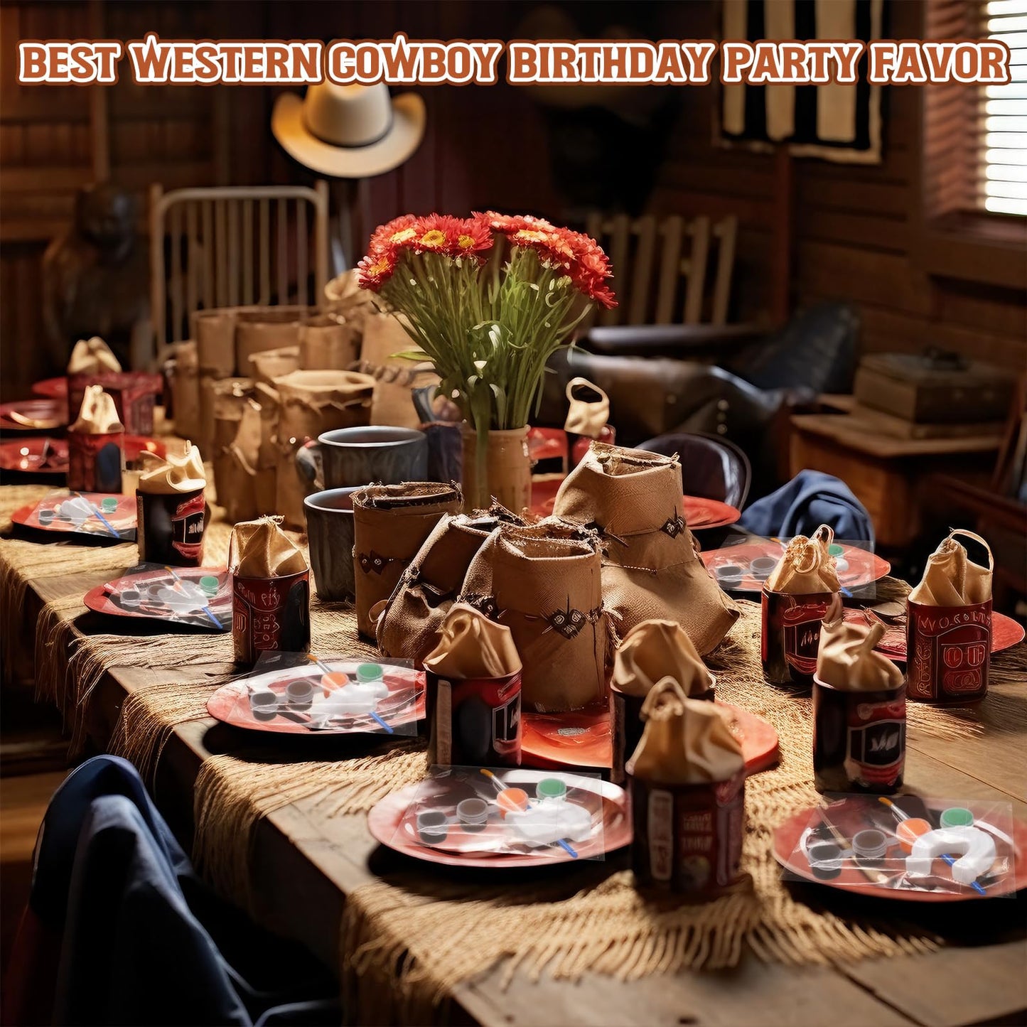 Simgoing 20 Set Cowboy Ceramics to Paint Ready to Paint Your Own Ceramic Cowboy DIY Western Paintable Statues Craft with Brush Palette for Adult Western Table Centerpieces Decorations