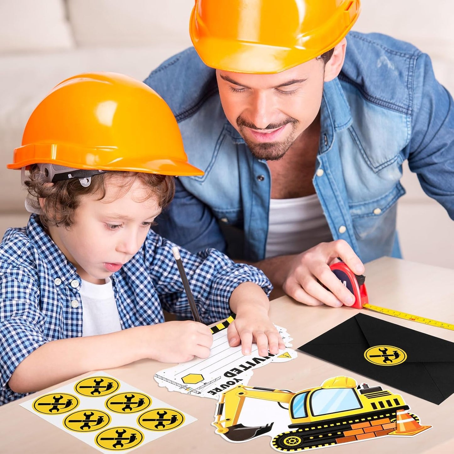 30 Sets Construction Excavator Birthday Party Invitations Cards with Envelopes Stickers Construction Themed Invitations for Boy Kids Birthday Excavator Party Supplies Decoration