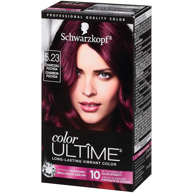 Schwarzkopf Color Ultime Hair Color, 5.23 Charcoal Fuchsia, 1 Application - Permanent Hair Dye for Vivid Color Intensity and Fade-Resistant Shine up to 10 Weeks (Pack of 2)