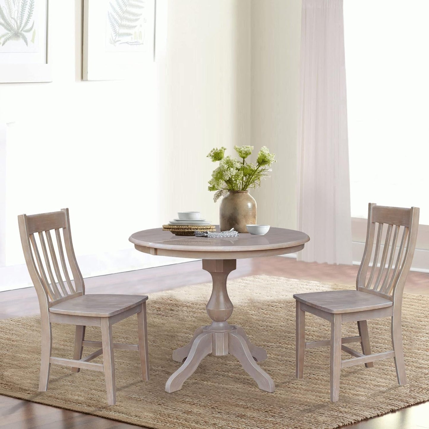 International Concepts Set of Two Cafe Dining Chairs, Washed Gray Taupe
