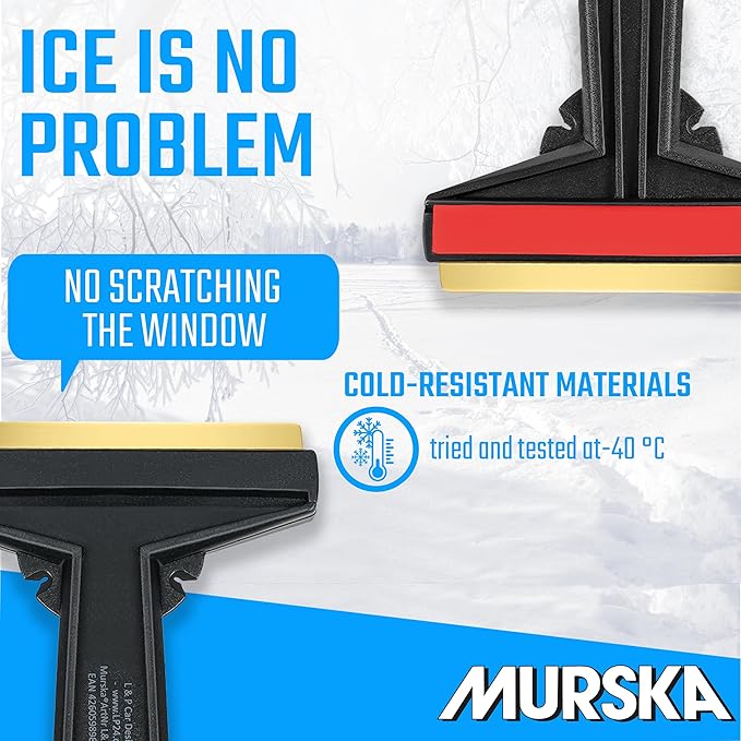 Car Ice Scraper Brass Blade - Fast, Effortless, efficient & Easy - Brass Ice Scrapers for Car Windshield Ice Scraper - Brass Ice Scraper for Car - Original Murska from Europe - Winter A054 Black Red