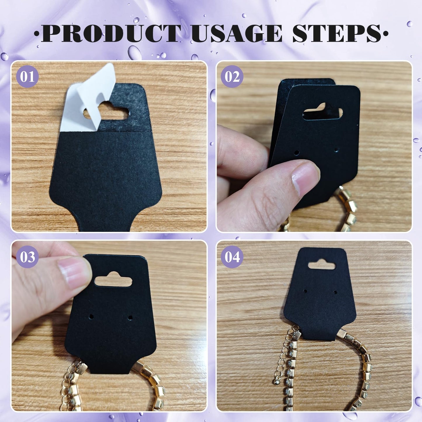 200pcs Jewelry Display Cards with Adhesive,1.7*4.7inch Necklace Display Kraft Cards with 200pcs Packaging Bags Jewelry Holder Cards Hanging for Earring Hair Band Keychain Scrunchies (Black)