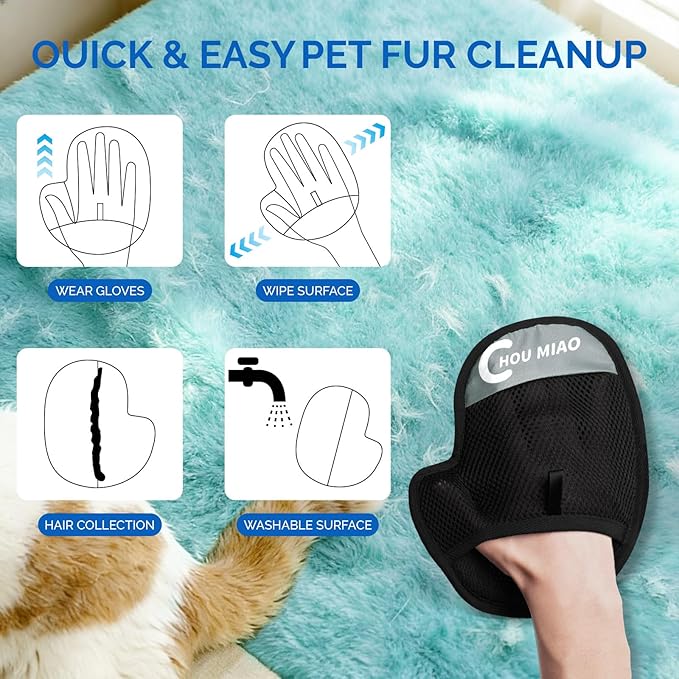 2Pcs Pet Hair Removal Glove for Cats & Dogs, Electrostatic Pet Hair Removal Gloves Reusable & Washable for Couch,Curtain, Clothing, Carpet, Car Seat