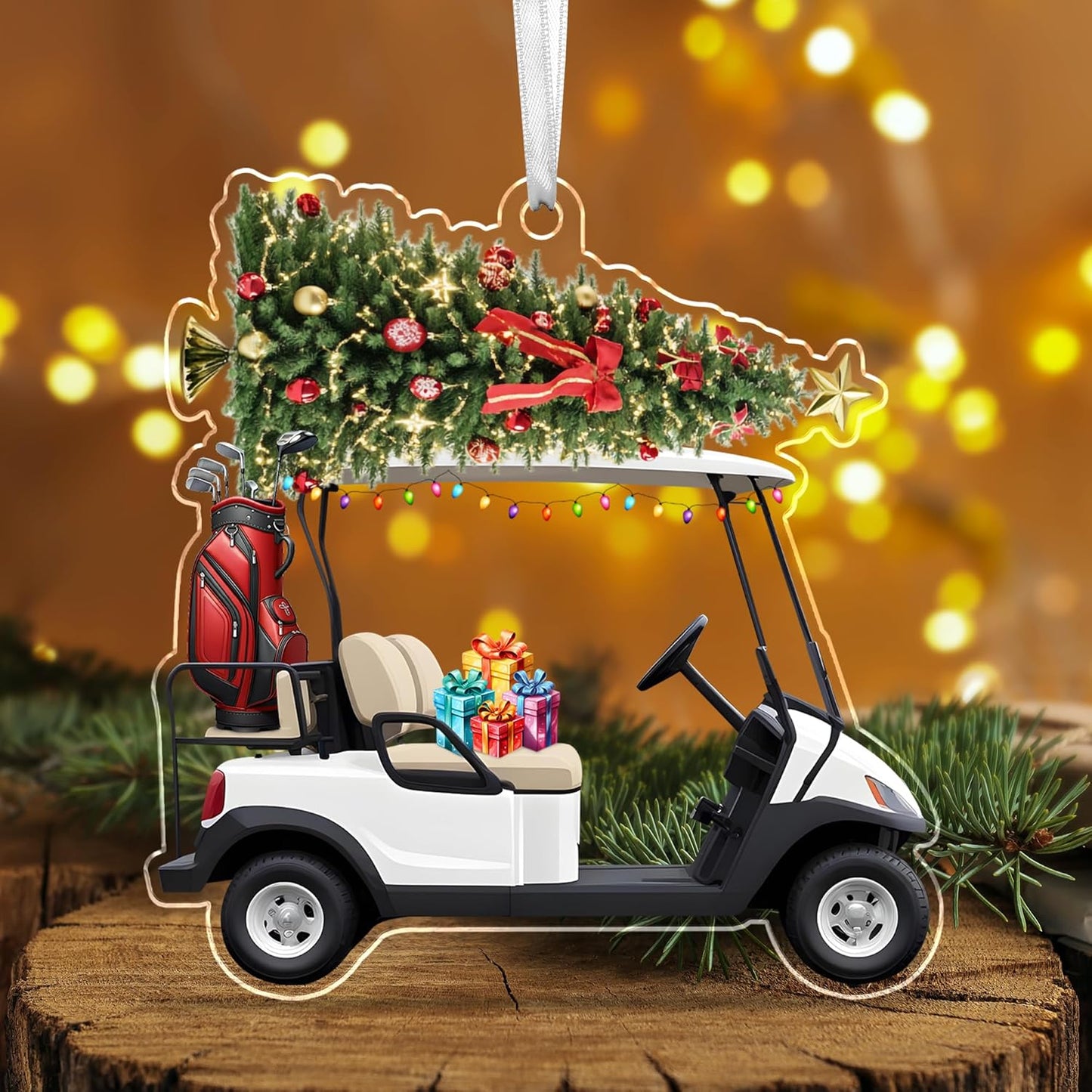 FLAGWIX Christmas Golf Gifts for Men Women - Acrylic Golf Christmas Ornaments 2025 for Tree Decorations - Golfing Gifts for Golfers Men, Sports Ornaments for Tree, Gift for Golfers Friend