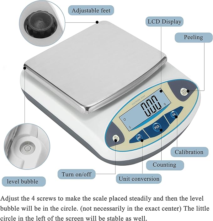Bonvoisin Lab Scale 500gx0.01g High Precision Electronic Analytical Balance 0.01g Accuracy Laboratory Lab Precision Scale Digital Kitchen Balance Scale Jewelry Scale Scientific Scale (500g, 0.01g)