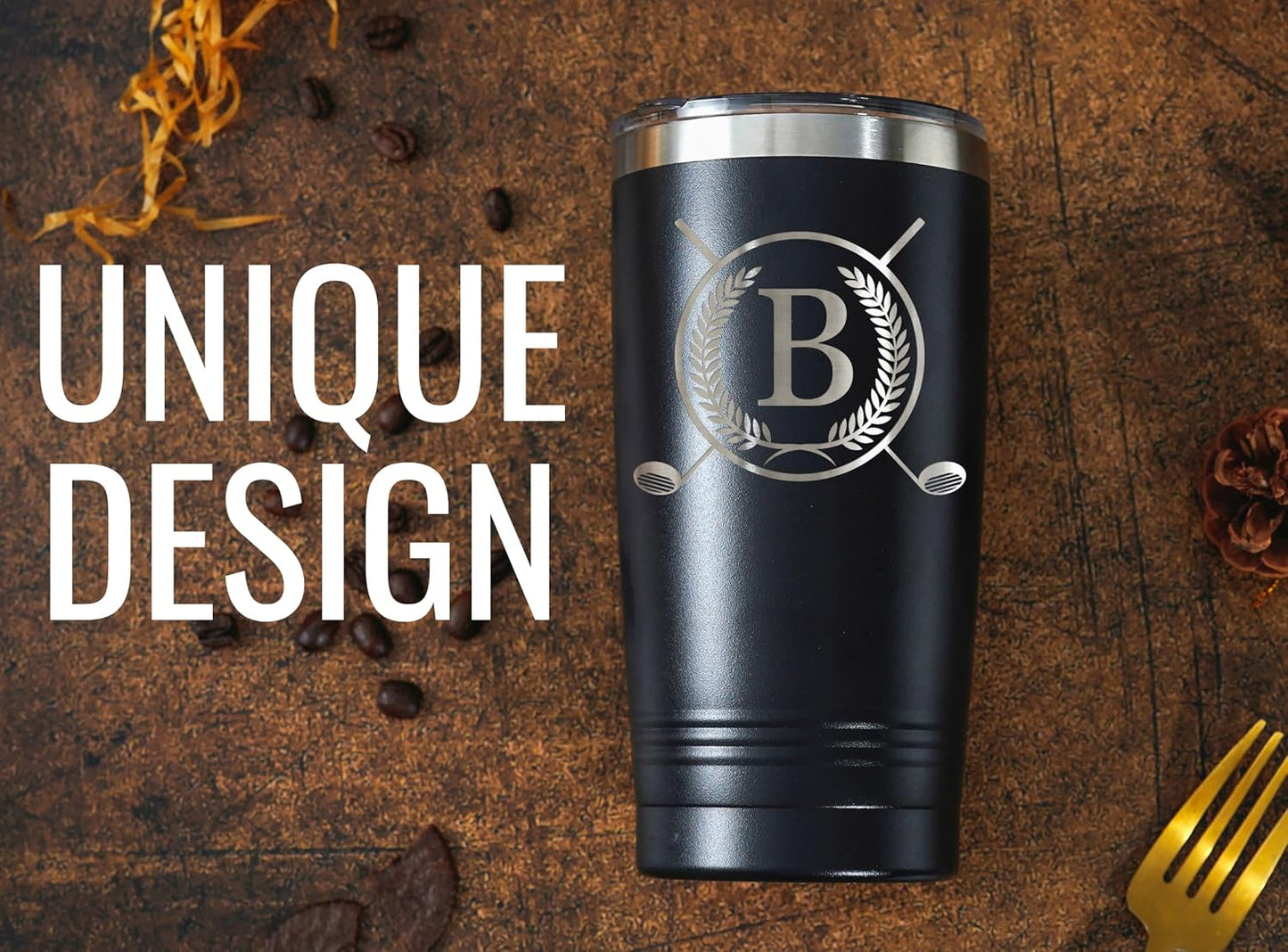 Onebttl Golf Gifts for Men with Initial for Golfer & Golf Lovers, 20oz Travel Mug, Perfect Gifts for Men, Birthday, Christmas - B