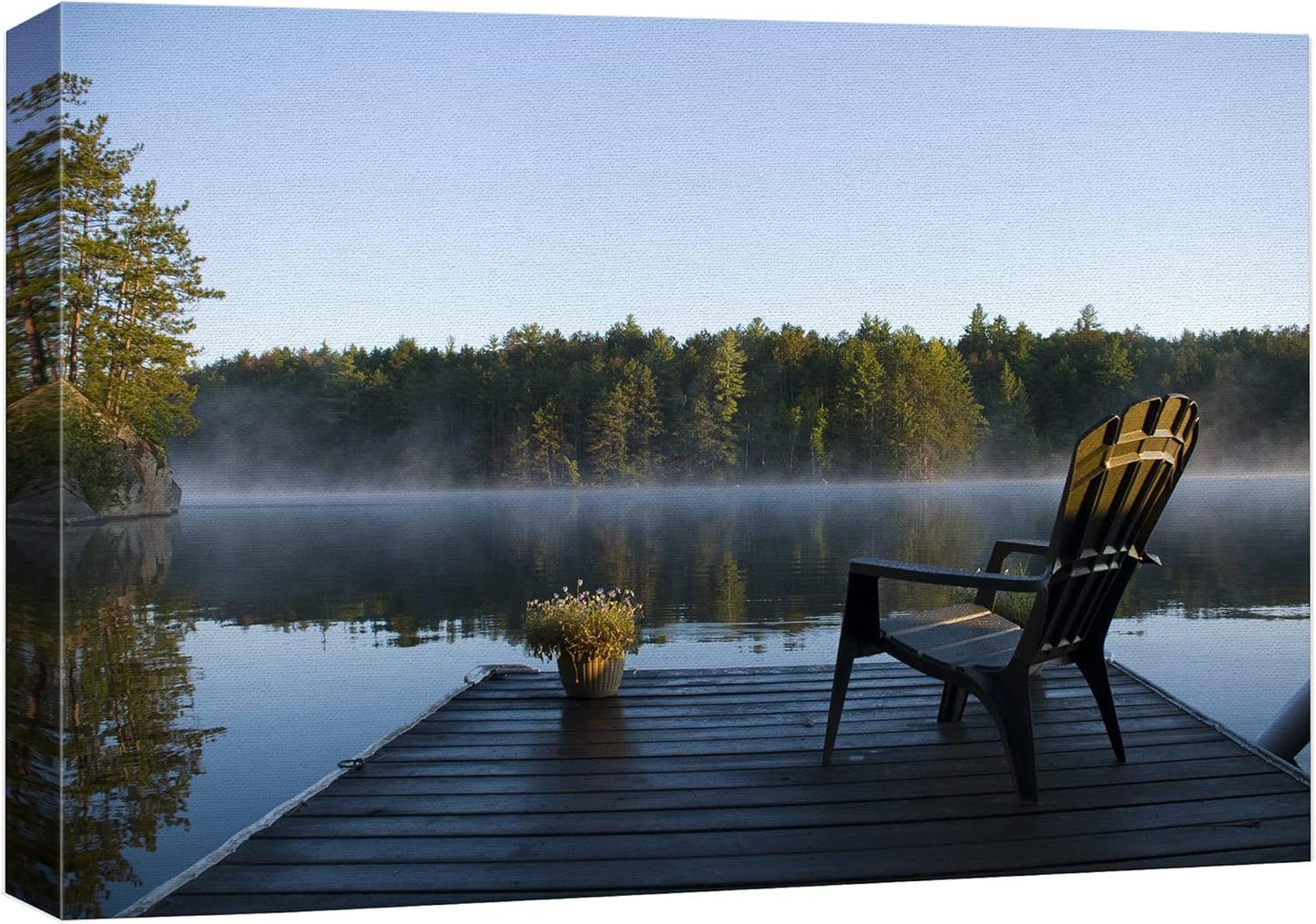 wall26 Canvas Print Wall Art View of The Lake at Dawn Nature Wilderness Photography Realism Rustic Scenic Relax/Calm Multicolor Zen Colorful for Living Room, Bedroom, Office - 32"x48"