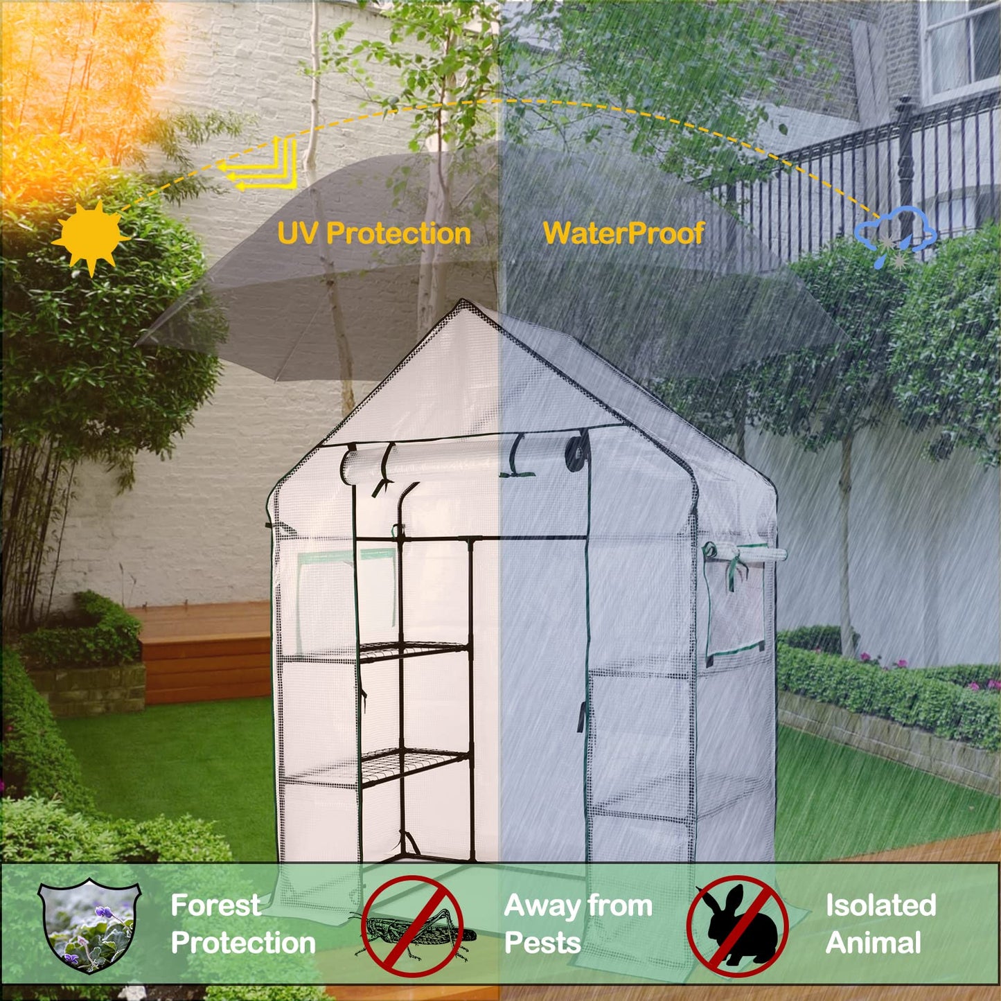 KOKSRY Mini Greenhouse,Greenhouses for Outdoors,Portable Walk in Green House for Garden Plants that Need Frost Protection and Away from Pests, Animals(56"x30"x76")-White