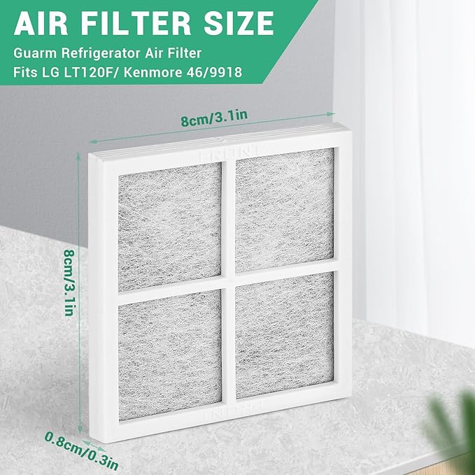 3 Pack Refrigerator Air Filter Replacement, Compatible with LG LT120F and Kenmore Elite 469918, 9918, ADQ73214402, ADQ73214403, ADQ73214404, LMXS30776S