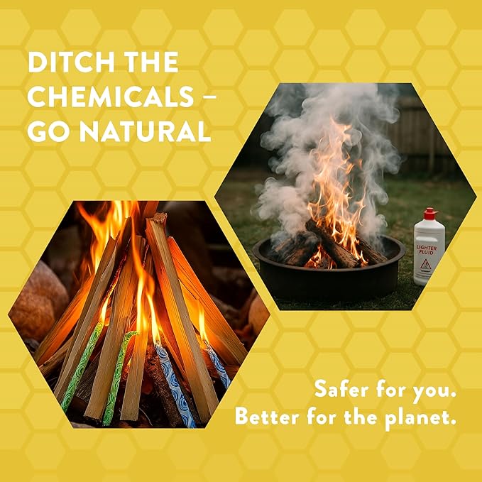 FireSTARTERZ™ 100% Beeswax All-Natural Eco-Friendly Fire Starters – Non-Toxic, Long-Burning, Waterproof – Perfect for Camping, BBQ, Fire Pits, Fireplaces, Wood Stoves & Emergency Kits