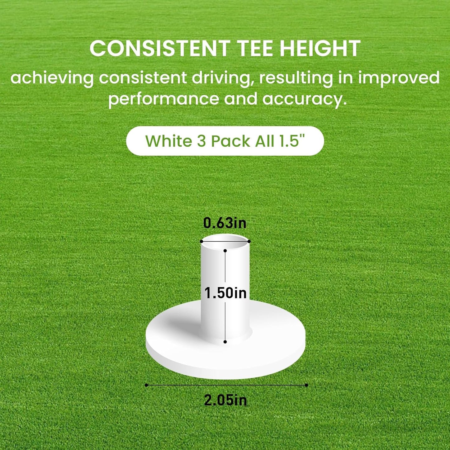 FINGER TEN Golf Rubber Tees Driving Range Value 3/4 Pack, Mixed or Same Size 1.5’’ 2.25’’ 2.75’’ 3’’ for Durable Practice Mat Holds Ball Well