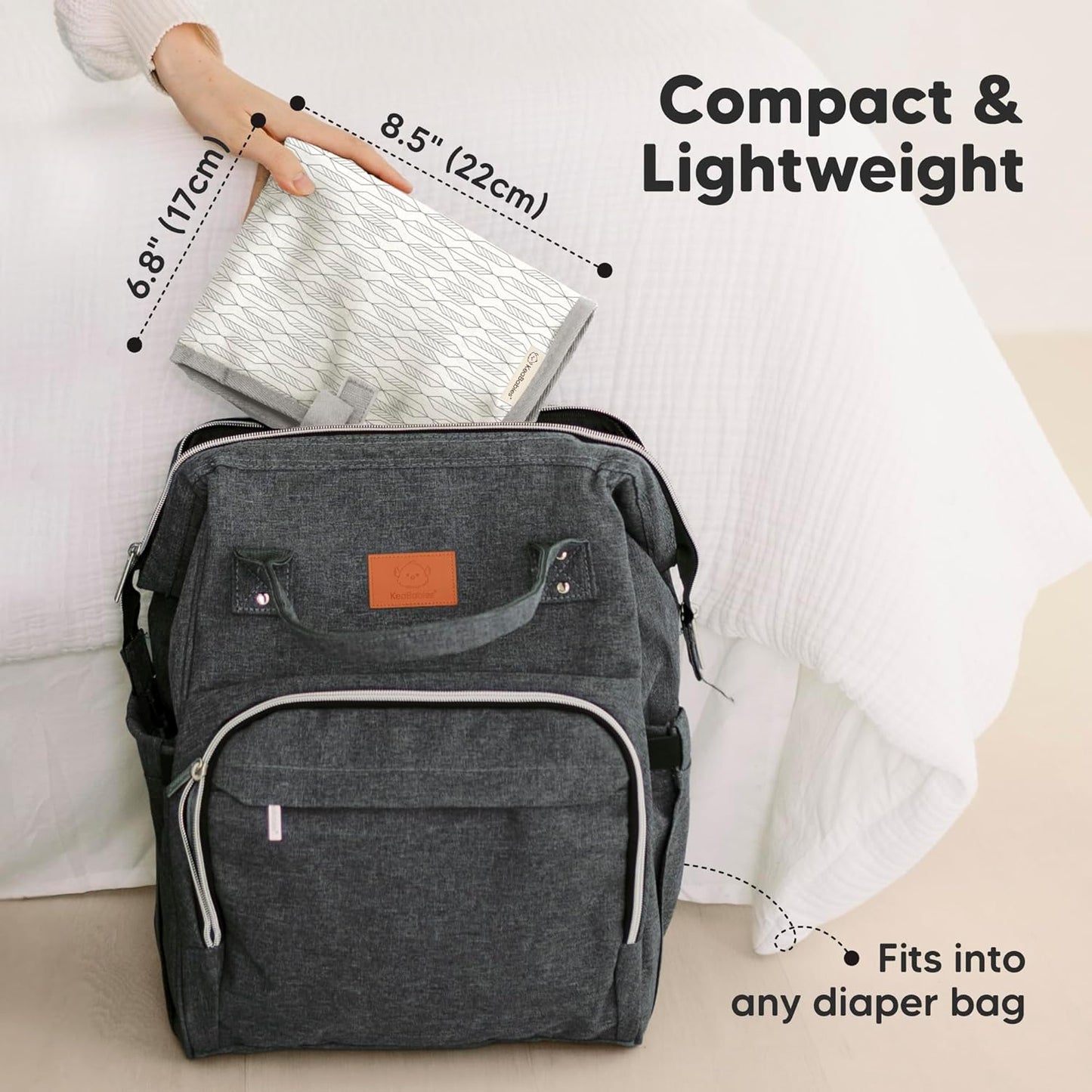 KeaBabies Portable Diaper Changing Pad, Easy Wipe Clean - Foldable Waterproof Baby Changing Mat for Diaper Bag, Compact, Lightweight, 25x13 Baby Changer Travel Essential, Machine Washable (Prism)