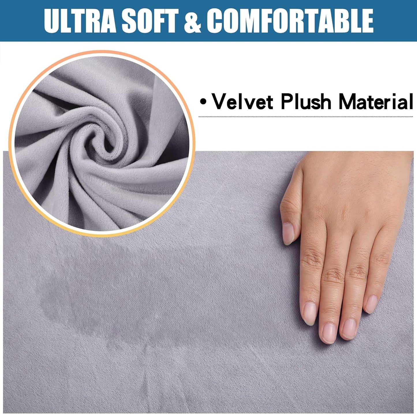 Smiry Velvet Seat Covers for Dining Room Chair Set of 4, Stretch Fit Removable Washable Chair Seat Cushion Protector Slipcovers with Ties, Light Grey
