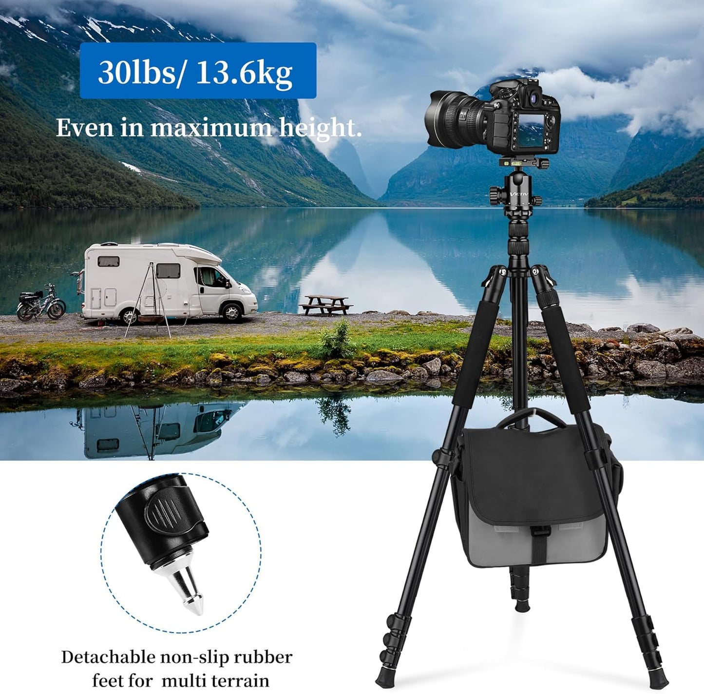 VICTIV 78" Tripod for Camera, Tall DSLR Tripod & Monopods, Professional Heavy Duty Tripod for Spotting Scopes, Binocular, Aluminum Camera Tripods Stand, Compatible with Canon Nikon Sony