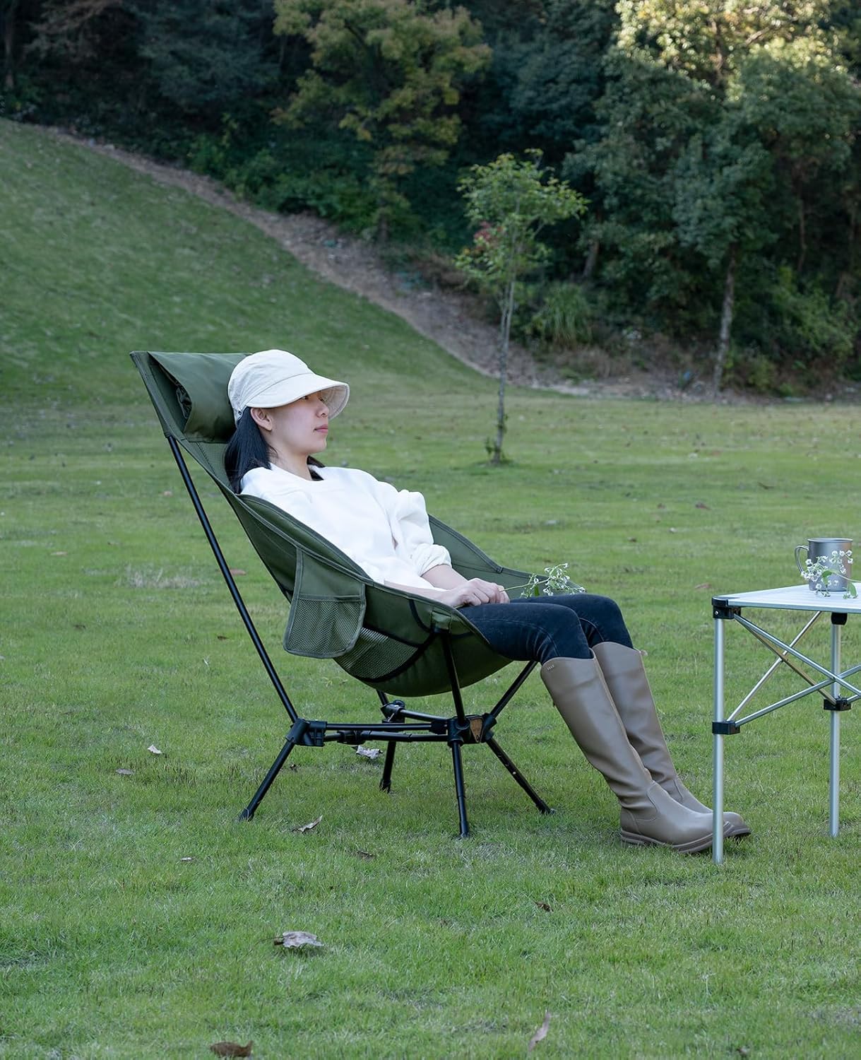 iClimb Ultralight Compact Camping Folding Beach Chair with Anti-Sinking Large Feet