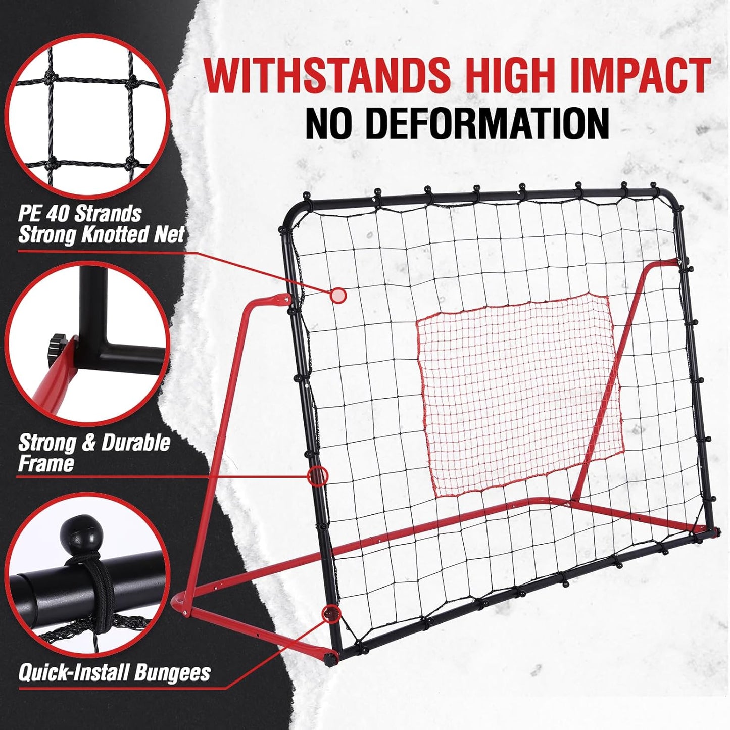 Soccer Rebounder Net, 10 Adjustable Angles 6x4FT Soccer Kickback Trainer for Passing, Ball Control & Volley Practice, Easy Setup Portable Football Training Net for Solo & Team Use