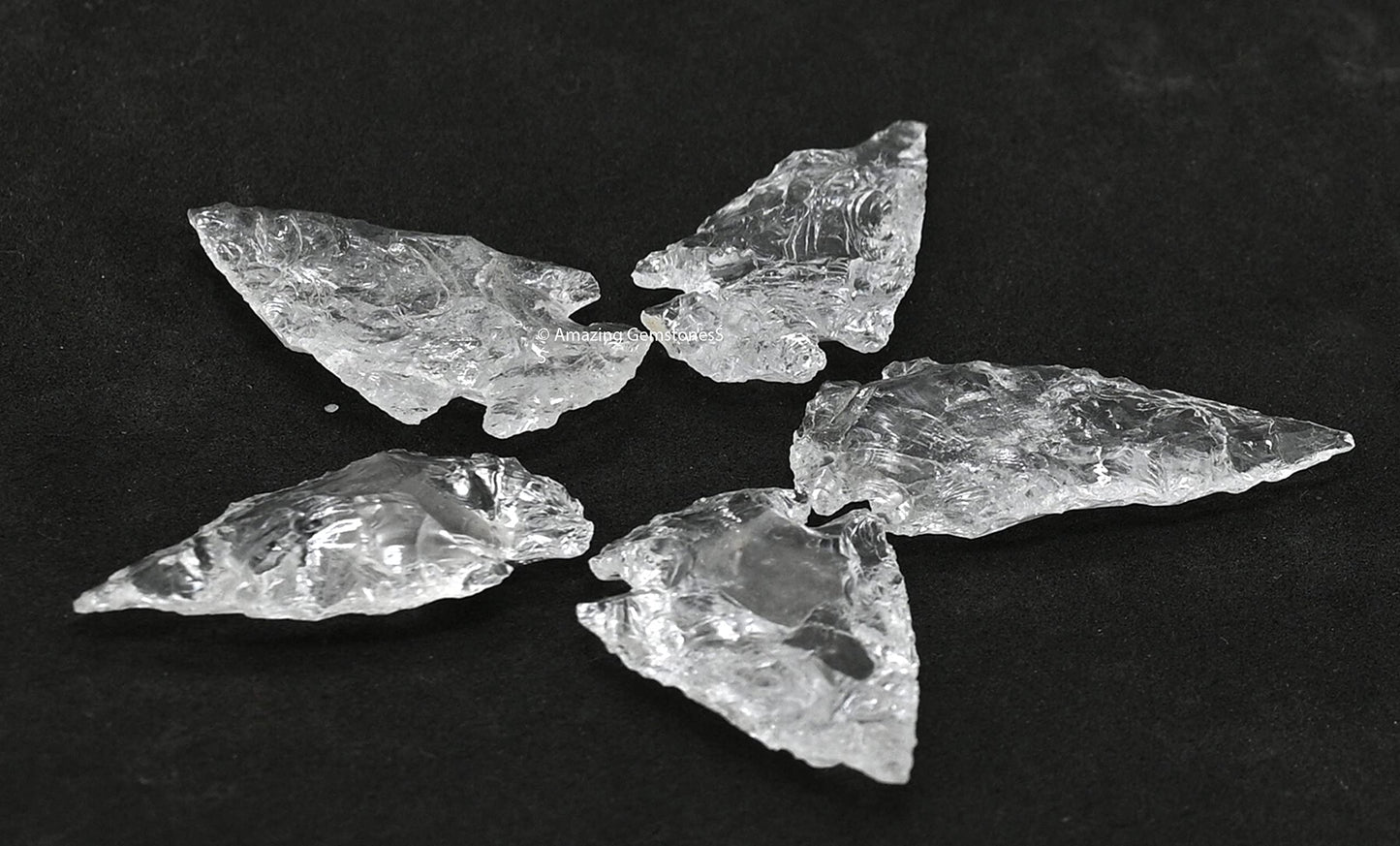 Amazing Gemstone 5 Pieces Clear Quartz Arrowhead, Crystal and Healing Stone Flint Rock Arrow Head - 1 to 1.5 Arrowheads for DIY Project Craft Point Jewelry Making