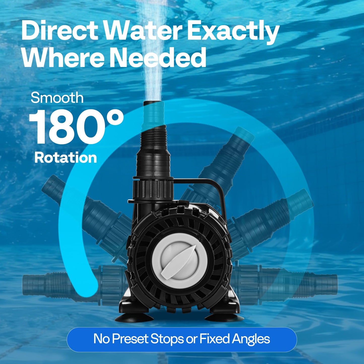 VIVOHOME 100W Adjustable Flow Submersible Water Pump, 700-1800GPH Stepless Flow Control, 14ft Max Lift, 180° Seamless Adjustable Nozzle and Barrier Pump Bag for Pond, Aquarium, Fountain, Waterfall