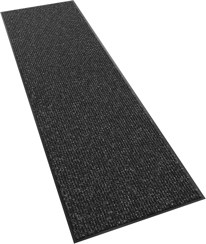 Front Door Mat, 120" x 36" Heavy Duty Indoor Outdoor Doormat, Non-Slip Welcome Mats for Entryway, Rubber Backing Low Profile Commercial Door Mats, Black Stripe