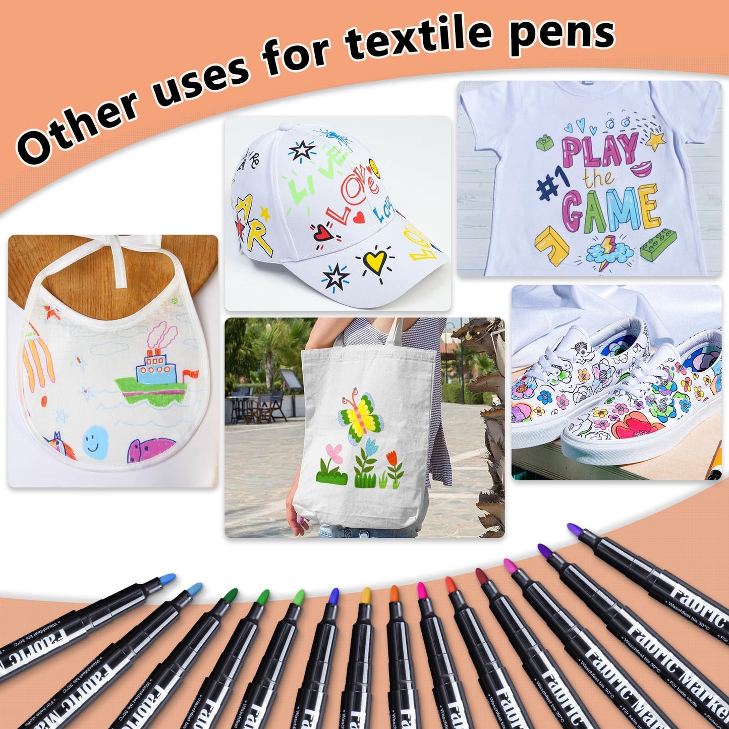 DAPAWIN 48 Fabric Markers, Fabric Markers Permanent for Clothes, Fine Tips Art Marker Set for Clothes Onesies Bibs White Pillow Canvas Tote Bags-Non Toxic, Indelible and Permanent Fabric Paint.