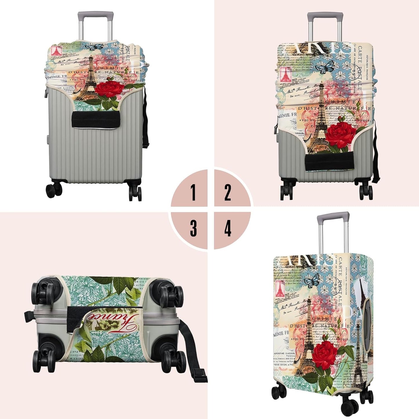 Travel Luggage Cover Suitcase Protector Fits 18-32 Inch Wheel Covers PatternedTravel Related Items Flower Luggage Protector Elastic S