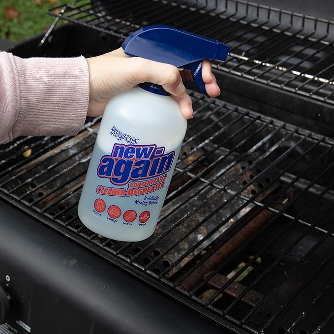 Bryson Industries Value Size 32 Oz Concentrated Grill & Stove Cleaner and Degreaser with Refillable Mixing Bottle - Loosens Grease and Grime on Stainless Steel Grills, Stoves, Automobiles and Boats