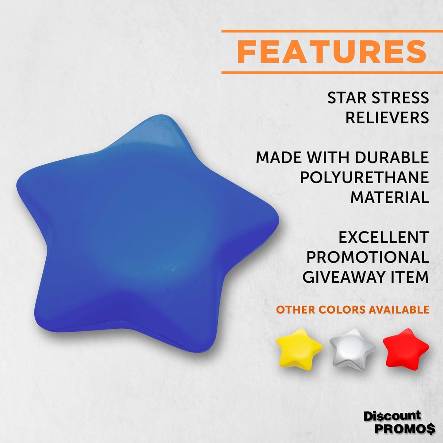 DISCOUNT PROMOS Star Squeeze Balls Set of 10, Bulk Pack - Anxiety Stress Relief, Perfect for Your Desk, Office or Home - Blue