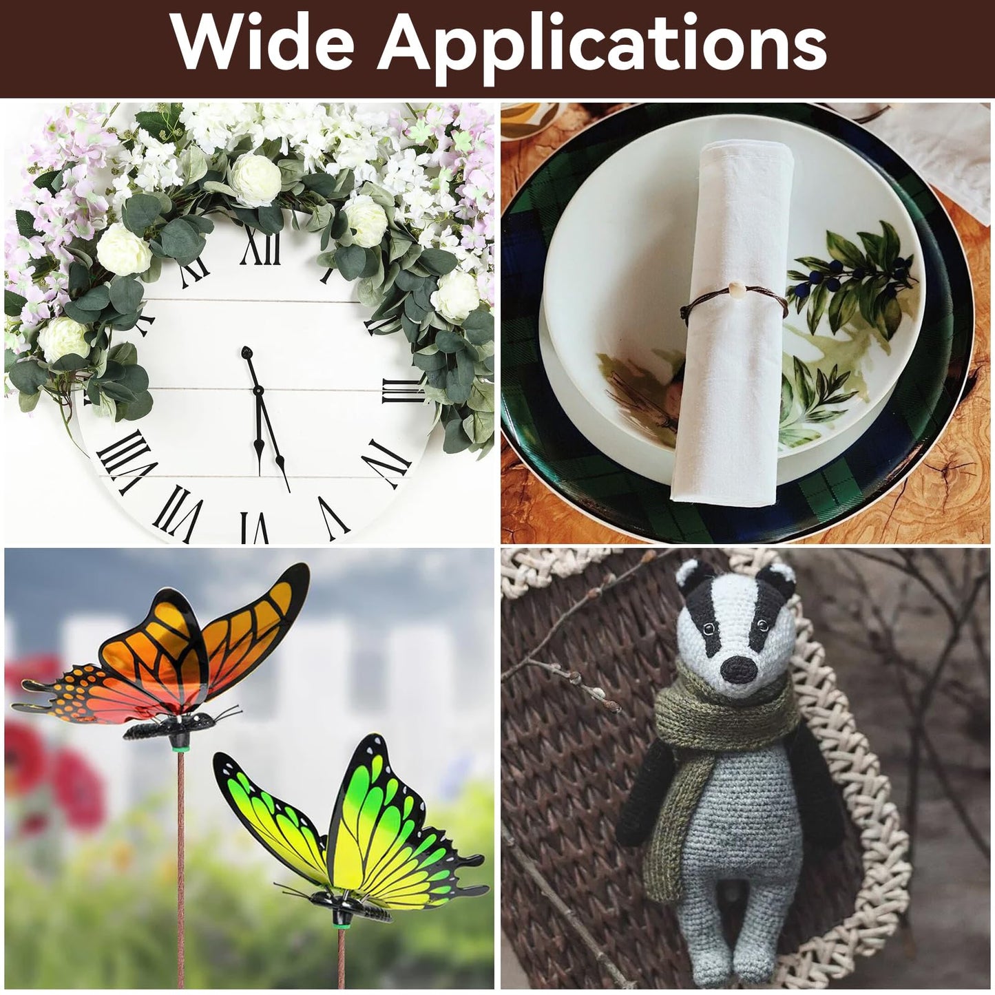 Worldity 120 Pcs Brown Floral Wire Stems, 2 Gauge Faux Flower Stems Brown with 2 Rolls Floral Tape, 15.75 in Floral Stems Wire for Paper Flower, Wreath Making, Artificial Flowers,Florist Supplies