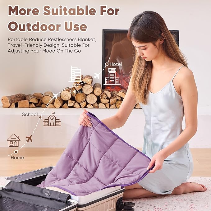 Purple Weighted Lap Blanket for Adults 5lbs, 24"x29" Cooling Heavy Throw Blanket, Portable Travel Weighted Blankets, Soft Small Blankets Gift for Sleeping