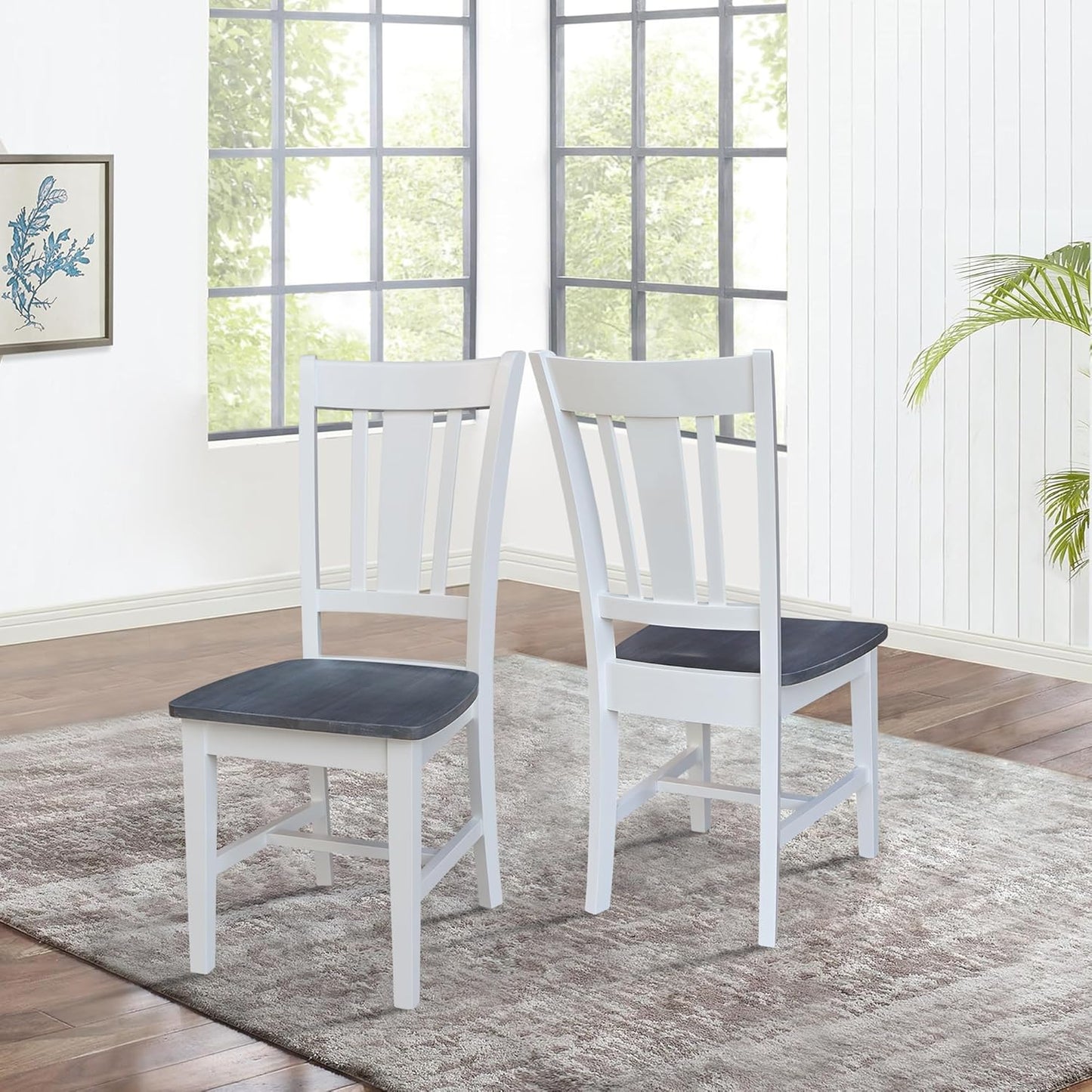 International Concepts San Remo Splatback Chairs, White/Heather Gray