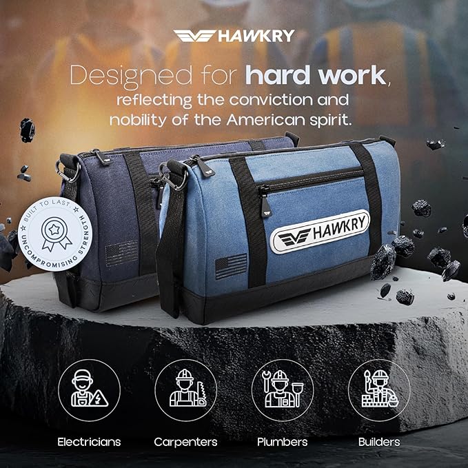 HAWKRY Heavy Duty Canvas Tool Bag Set of 4 – Waterproof Canvas Zipper Pouch, Garden Tool Bag, Construction Bags Heavy Duty, Small Zipper Pouch, Motorcycle Tool, Multipurpose Fishing Bag