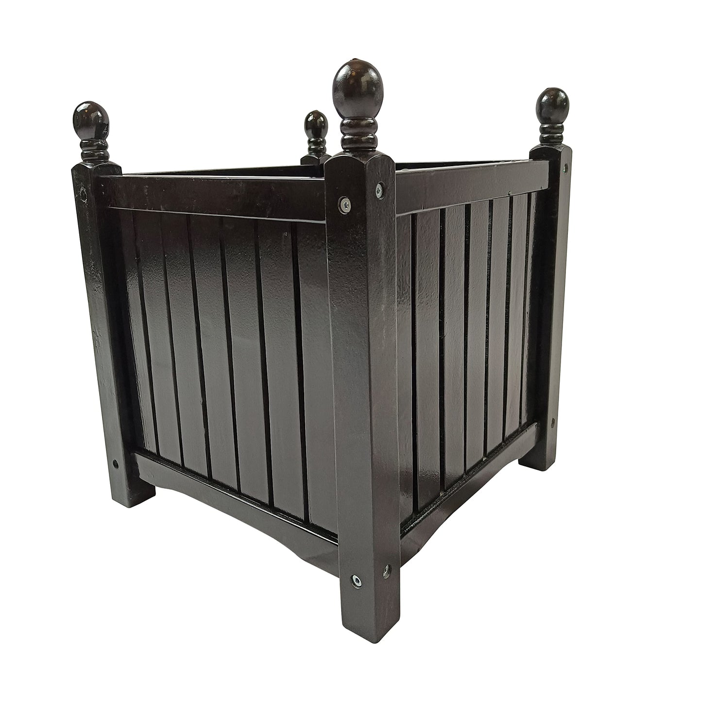 AYJOIR Square Wooden Planter Box for Outdoor & Indoor Use, Large Hardwood Garden Planters for Flowers, Herbs, Porch, Patio, Backyard and Home Decor (Black)