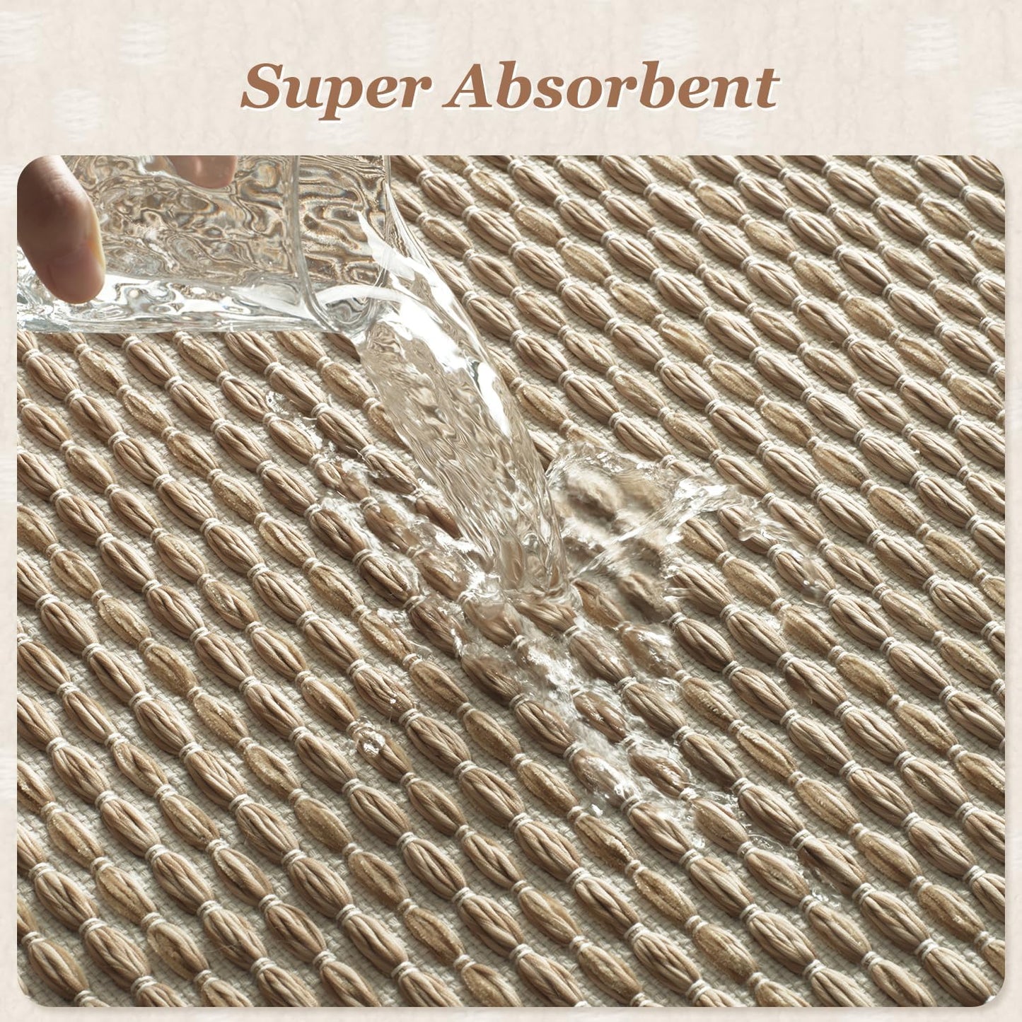 AMOAMI Unique Woven Bath Mat, Super Absorbent Non Slip Bath Mats for Bathroom Floor Textured Bathroom Mat Quick Dry Washable Bath Rug Boho Thin Rugs for Bathroom Beside Tub, 18" x 30", Brown