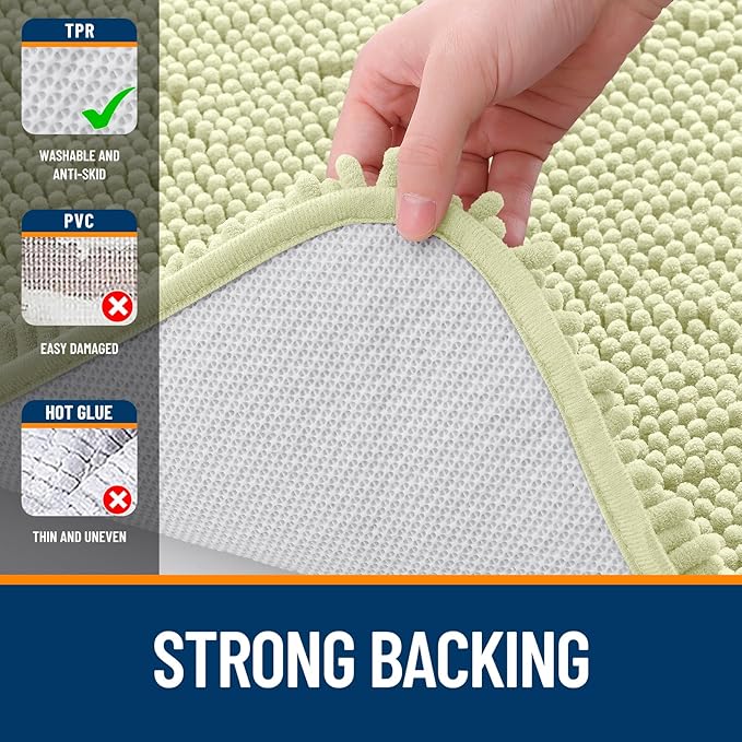OLANLY Bathroom Rugs 24x16, Extra Soft Absorbent Chenille Bath Rugs, Rubber Backing Quick Dry, Machine Washable Bath Mats for Bathroom Floor, Tub and Shower, Home Decor Accessories, Vanilla