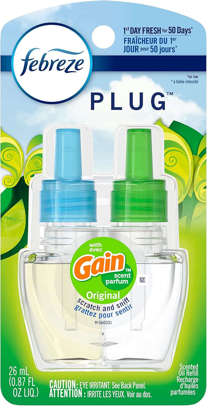 Febreze Plug In Air Freshener Scented Oil Refill, Gain Original Scent
