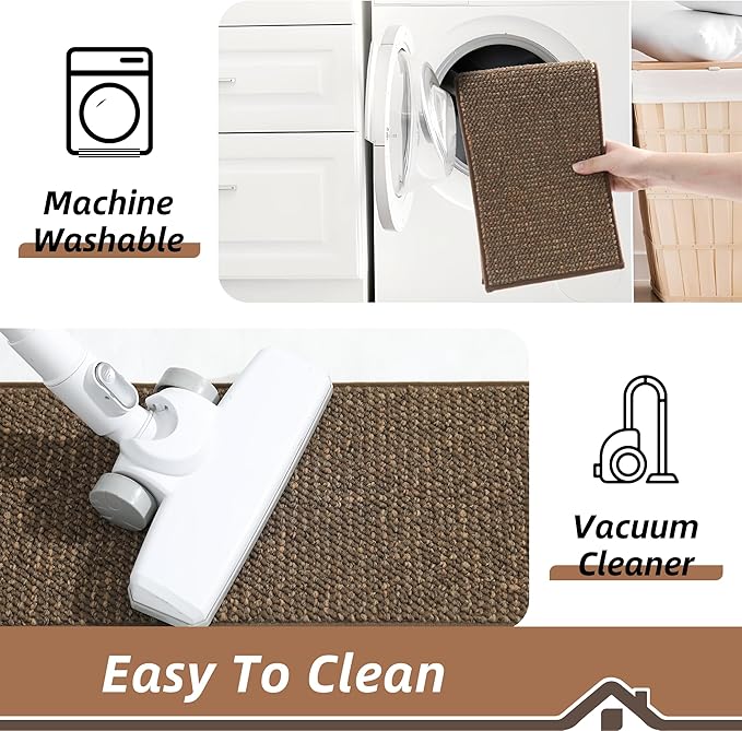 BEQHAUSE Stair Treads for Wooden Steps 28inX9in, Carpet Stair Treads Non Slip Indoor, Machine Washable Stair Runners for Kids Elders and Pets, Carpet for Stair Rugs Mat, TPE Backing, 1pcs, Brown