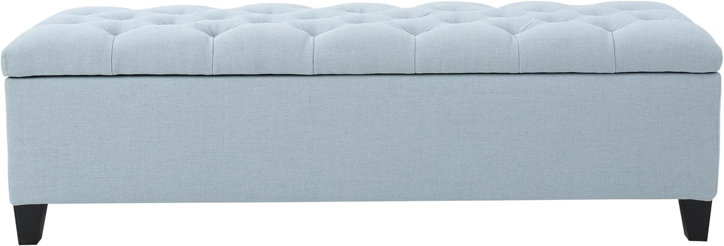 Christopher Knight Home Ottilie Fabric Storage Ottoman, Light Sky, Dimensions: 17.50 inches deep x 51.00 inches wide x 17.00 inches high.