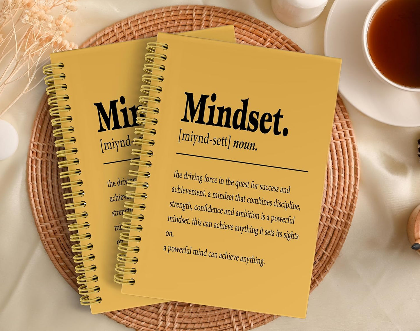 Knibeo Mindset Inspirational Notebooks Journal - Notebooks for School, 5.5×8.3 Inch Inspirational Spiral Bound Notebook with 164 Pages, College School Supplies(Light Brown)