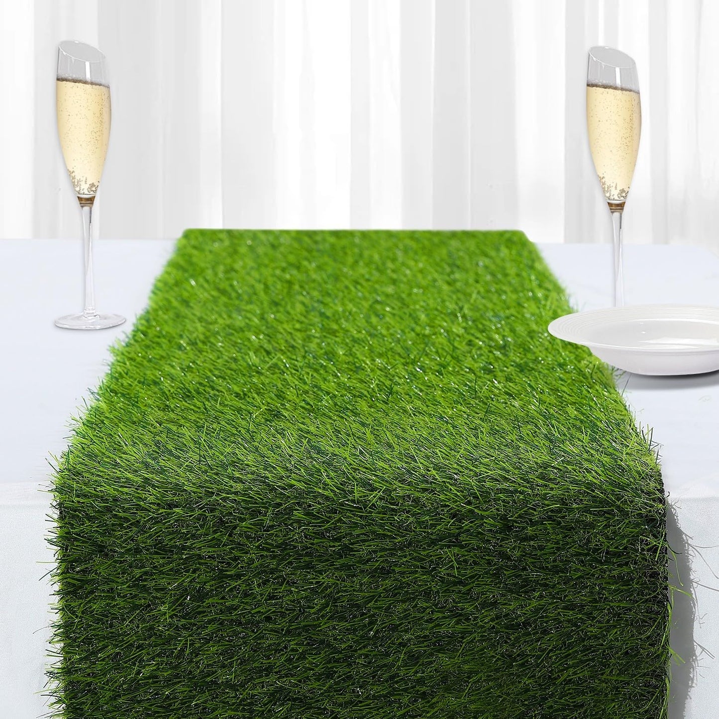 Artificial Grass Table Runners-13 x 96 Inches Faux Grass Table Runner for Golf Themed Party,Synthetic Turf Table Runner for Wedding Party, Birthday, Banquet, Baby Shower, Home Decor